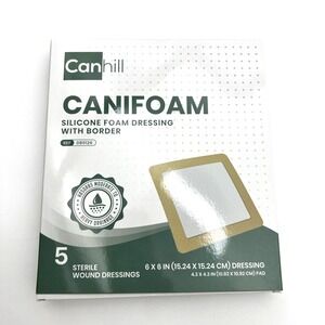 Silicone Foam Dressing with Border 6"x6" (5 Sterile Pads) Exp 2027 Wound Surgery